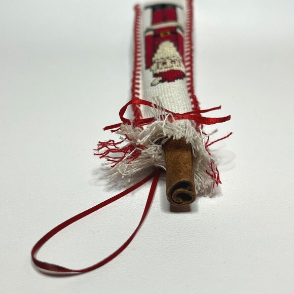 Handmade Christmas Ornament Santa Cross-Stitch Cinnamon Stick - Picture 5 of 8